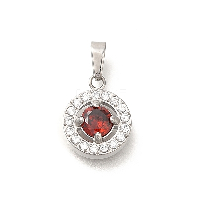 304 Stainless Steel Micro Pave Cubic Zirconia Pendants STAS-H228-03P-06-1