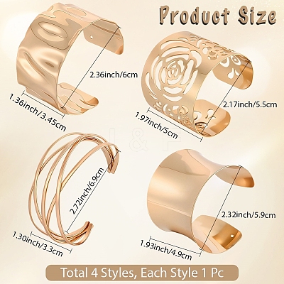 4Pcs 4 Styles Alloy & Iron Bangles for Women BJEW-CY0001-01-1