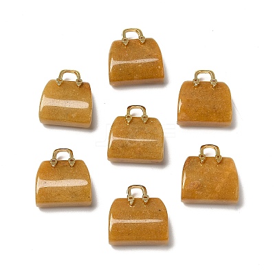Natural Topaz Jade Brass Pendants KK-E274-01G-16-1