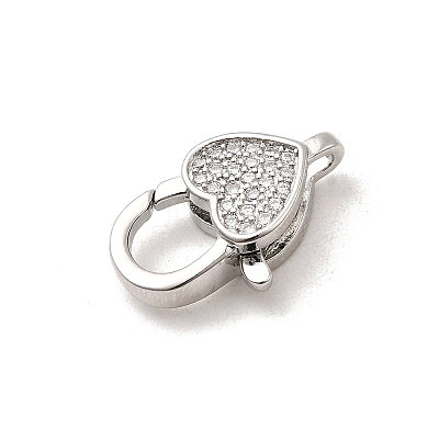 Brass Micro Pave Clear Cubic Zirconia Lobster Claw Clasps KK-A266-24F-P-1
