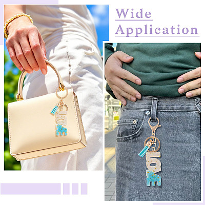 Alloy & Resin Tassel Keychainss AJEW-TADJ0001-20G-12-1