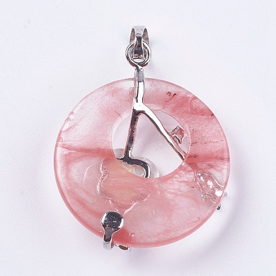 Watermelon Stone Glass Pendants G-F546-A02-1