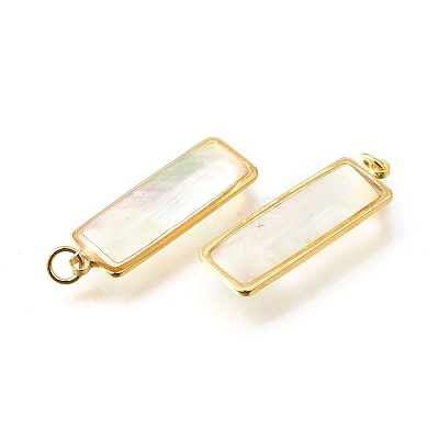Natural White Shell & Epoxy Resin Pendants KK-E794-02G-08-1