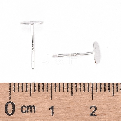 925 Sterling Silver Round Flat Pad Stud Earring Findings STER-T002-201S-1
