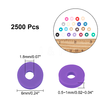 2500Pcs 10 Colors Handmade Polymer Clay Beads Strands CLAY-AR0001-24B-1