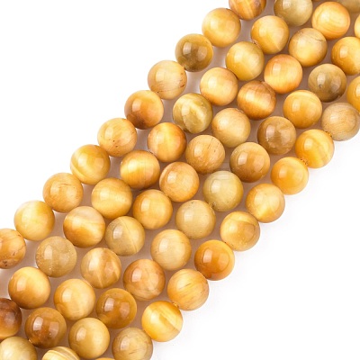 Natural Gold Tiger Eye Beads Strands G-G212-8mm-18-1
