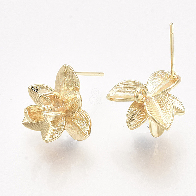 Brass Stud Earring Findings X-KK-T038-584G-NF-1