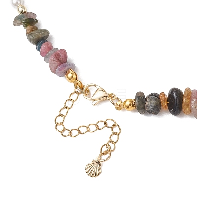 Natural Multicolor Tourmaline Chips Beads Necklaces & Bracelets Sets for Women SJEW-JS01372-02-1