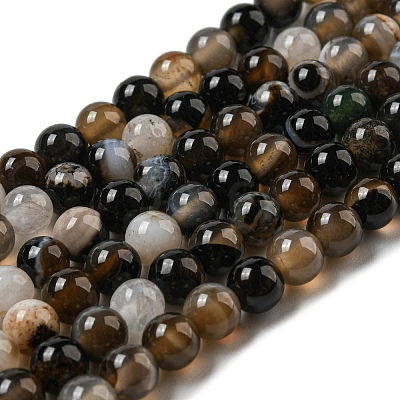 Natural Black Agate Beads Strands G-L555-04-6mm-1
