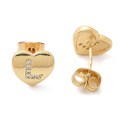 Rack Plating Brass Micro Pave Clear Cubic Zirconia Stud Earrings EJEW-K299-01G-L-1
