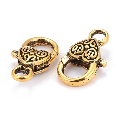 Tibetan Style Heart Lobster Claw Clasps X-GLF014Y-1