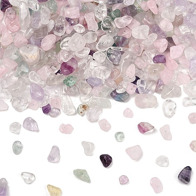5 Strands 5 Styles Natural Fluorite & Quartz Crystal & Rose Quartz & Amethyst Chip Beads Strands G-YW0002-74-1