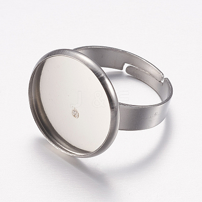 Tarnish Resistant Adjustable 304 Stainless Steel Finger Rings Components STAS-I097-037C-P-1