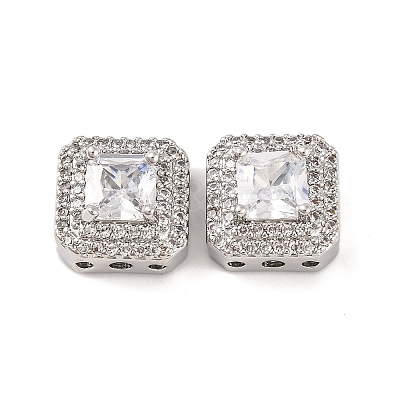 Brass Micro Pave Clear Cubic Zirconia Beads KK-S389-29P-1