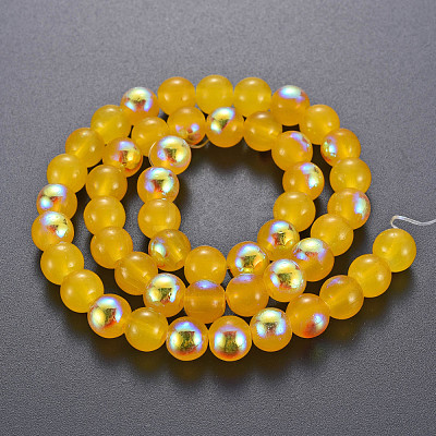 Spray Painted Glass Beads Strands GGLA-S058-001C-02-1