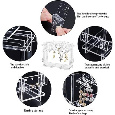 Assembled Transparent Acrylic Earring Display Stands EDIS-WH0021-12-1