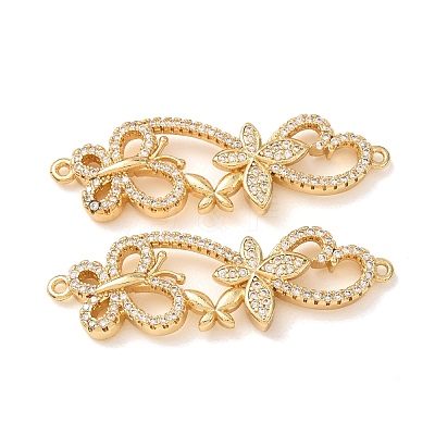 Brass Micro Pave Clear Cubic Zirconia Connector Charms CU-CBA4579-01G-A-1