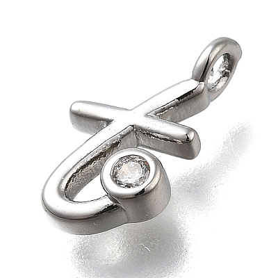 Brass Micro Pave Cubic Zirconia Pendants KK-B132-12P-T-1
