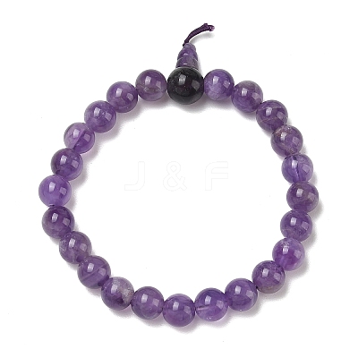 Natural Amethyst Gourd Beaded Stretch Bracelet for Women G-G997-G03-1
