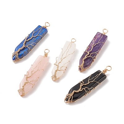 Natural Mixed Stone Big Pendants PALLOY-JF01557-1