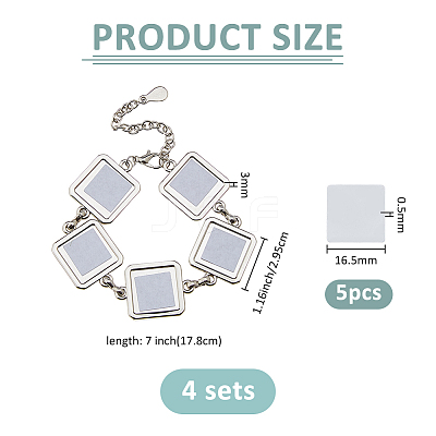4 Sets Sublimation Blank Alloy Bracelet Making BJEW-FH0001-10A-1