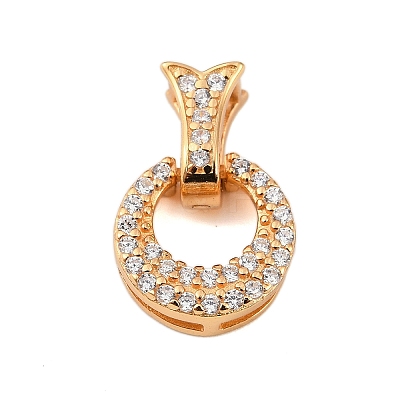 925 Sterling Silver Micro Pave Clear Cubic Zirconia Fold Over Clasps STER-P060-41G-1