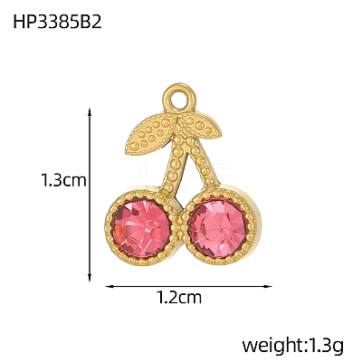 304 Stainless Steel Pave Pink Cubic Zirconia Charms CU-OY001-42G-1