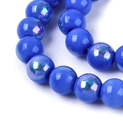 Electroplate Opaque Glass Beads Strands EGLA-Q132-6MM-01C-15-1