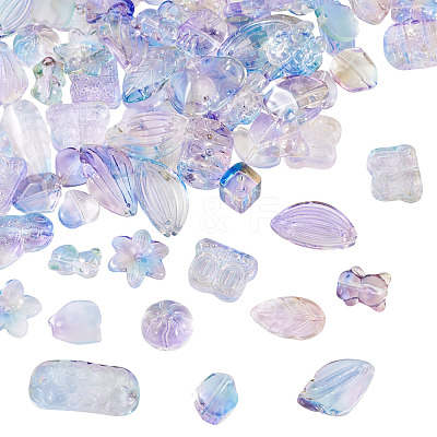64Pcs Gradient Color Transparent Glass Beads GLAA-TA0003-48G-1