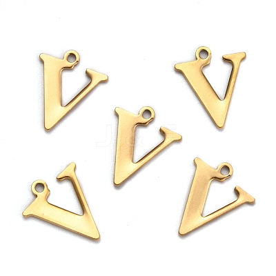 Ion Plating(IP) 304 Stainless Steel Alphabet Charms STAS-H122-V-G-1