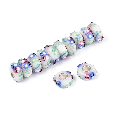 3D Lampwork & Brass Core European Beads LAMP-Q042-01E-1