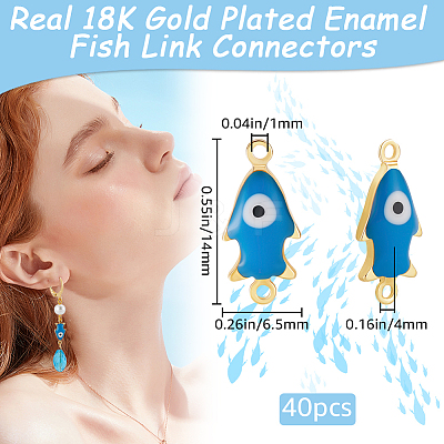 40Pcs Brass Enamel Connector Charms KK-BBC0014-38A-1