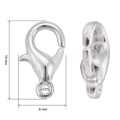 Silver Color Plated Zinc Alloy Lobster Claw Clasps X-E103-S-1