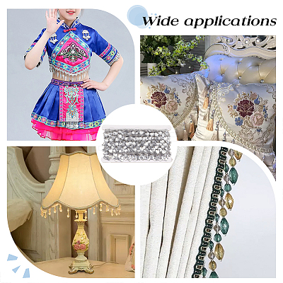 Polyester Lace Ribbon with Plastic Charms Tassel OCOR-WH0078-202A-02-1