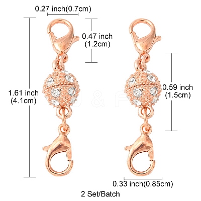 1Pc Alloy Crystal Rhinestone Magnetic Clasps ALRI-YW0001-11RG-1