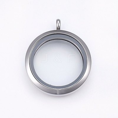 304 Stainless Steel Magnetic Floating Locket Pendants STAS-O103-35P-1