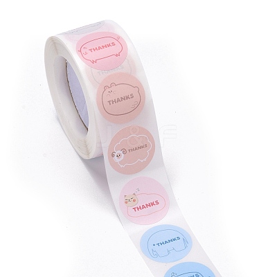 Flat Round Paper Thank You Stickers DIY-C042-12G-1