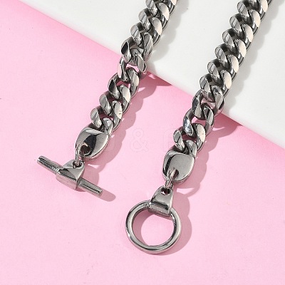 304 Stainless Steel Cuban Link Chain Bracelets for Women BJEW-G779-03P-1