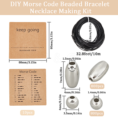 DIY Morse Code Beaded Bracelet Necklace Making Kit DIY-SC0024-46A-1