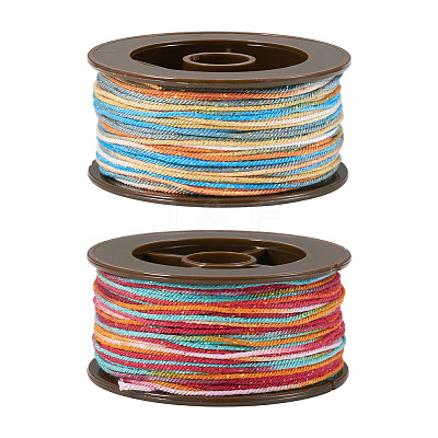 2 Rolls 2 Colors Segment Dyed Round Polyester Twisted Cords OCOR-TA0003-65B-1