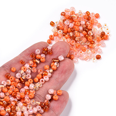Opaque & Transparent Inside Colours 6/0 Glass Seed Beads SEED-F004-4mm-02-1