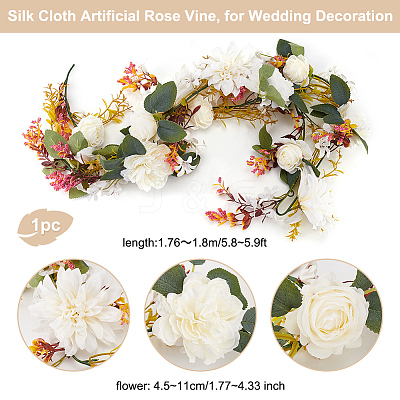 Silk Cloth Artificial Rose Vine AJEW-WH0348-64B-1