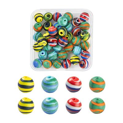 40Pcs 4 Colors Handmade Frosted Lampwork Beads LAMP-LS0001-06-1