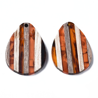 Stripe Resin & Walnut Wood Pendants RESI-N025-015A-D02-1