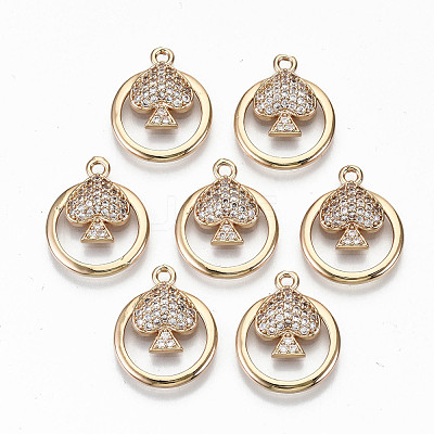 Brass Micro Pave Cubic Zirconia Pendants X-KK-S359-024-RS-1