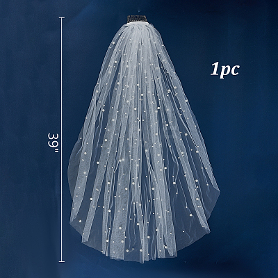 Cloth Mesh Bridal Veils AJEW-WH0609-439-1