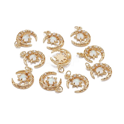 Brass Micro Pave Clear Cubic Zirconia Glass Pendants X1-ZIRC-C024-06G-03-1