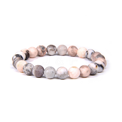 Natural Zebra Jasper Bead Stretch Bracelets X-BJEW-K212-A-035-1