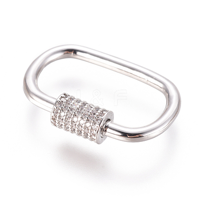 Brass Micro Pave Cubic Zirconia Screw Carabiner Lock Charms ZIRC-F105-03P-1