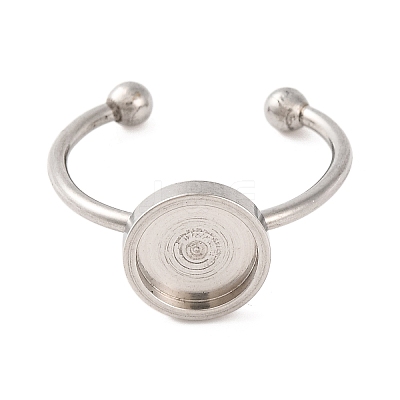 Non-Tarnish 304 Stainless Steel Open Cuff Ring Components X-STAS-S134-01P-03-1